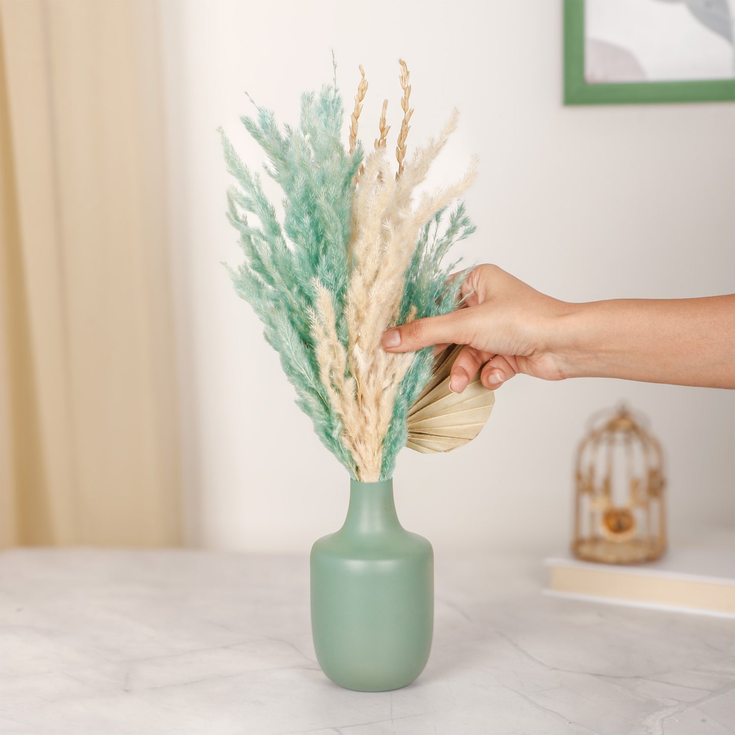 Sage Green Flower Vase For Home Decor