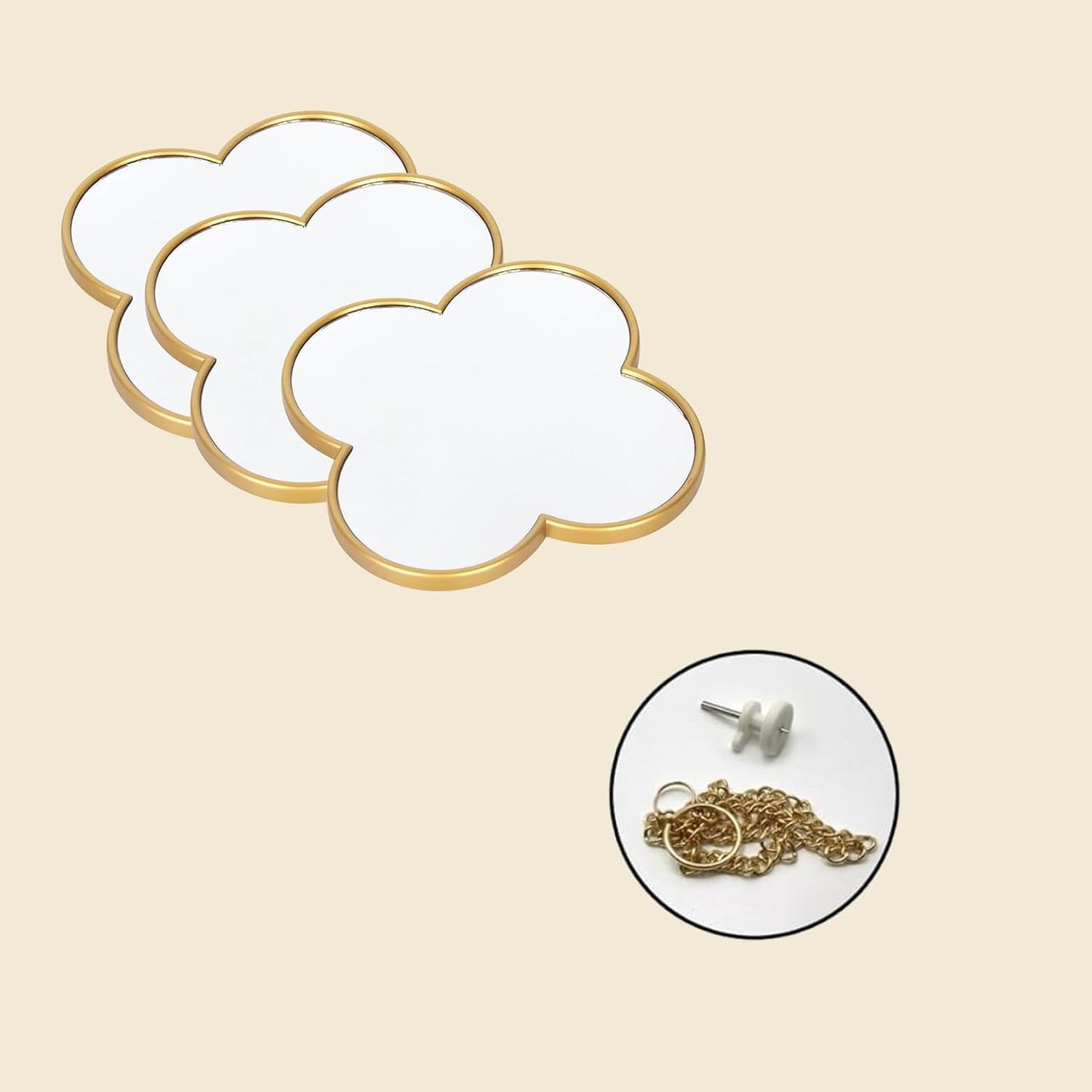 Clover Mirror with Gold Finish