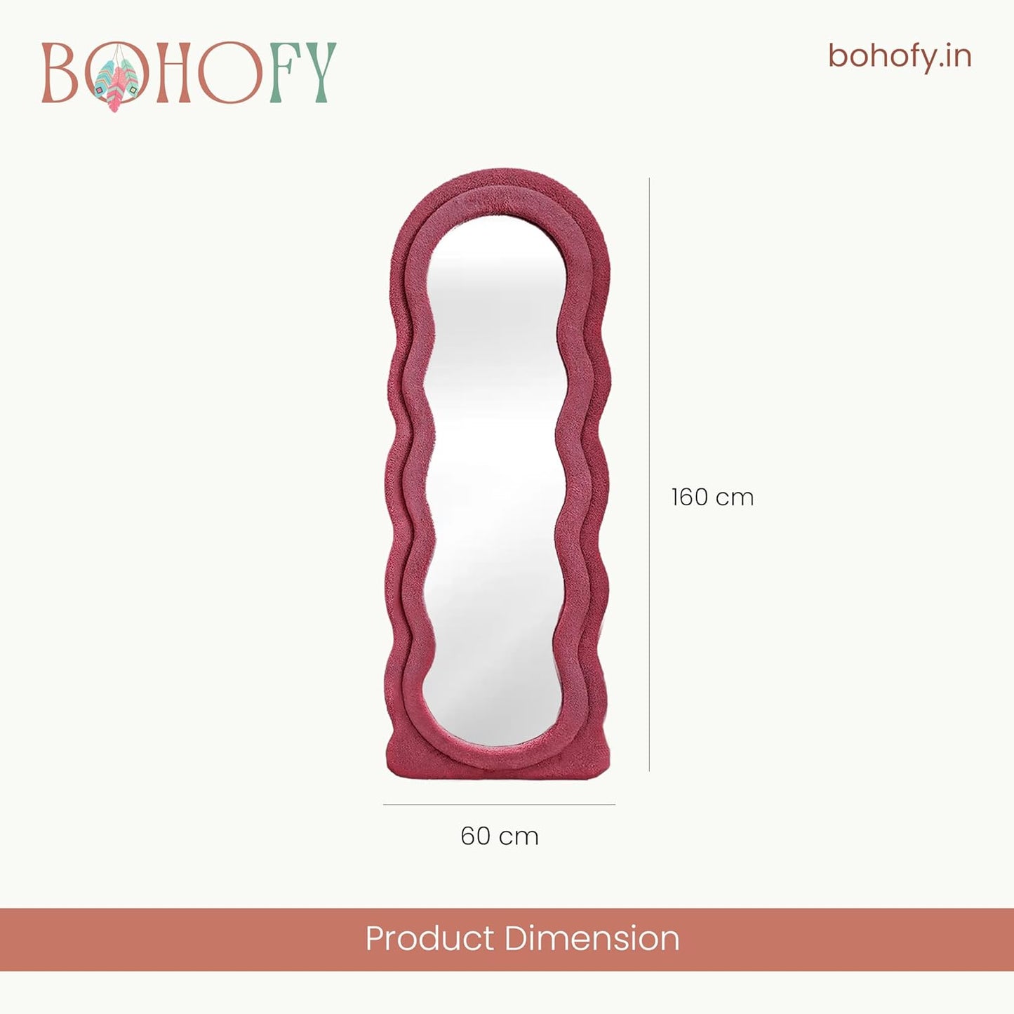 Wavy Full Length Mirror- Dark Pink