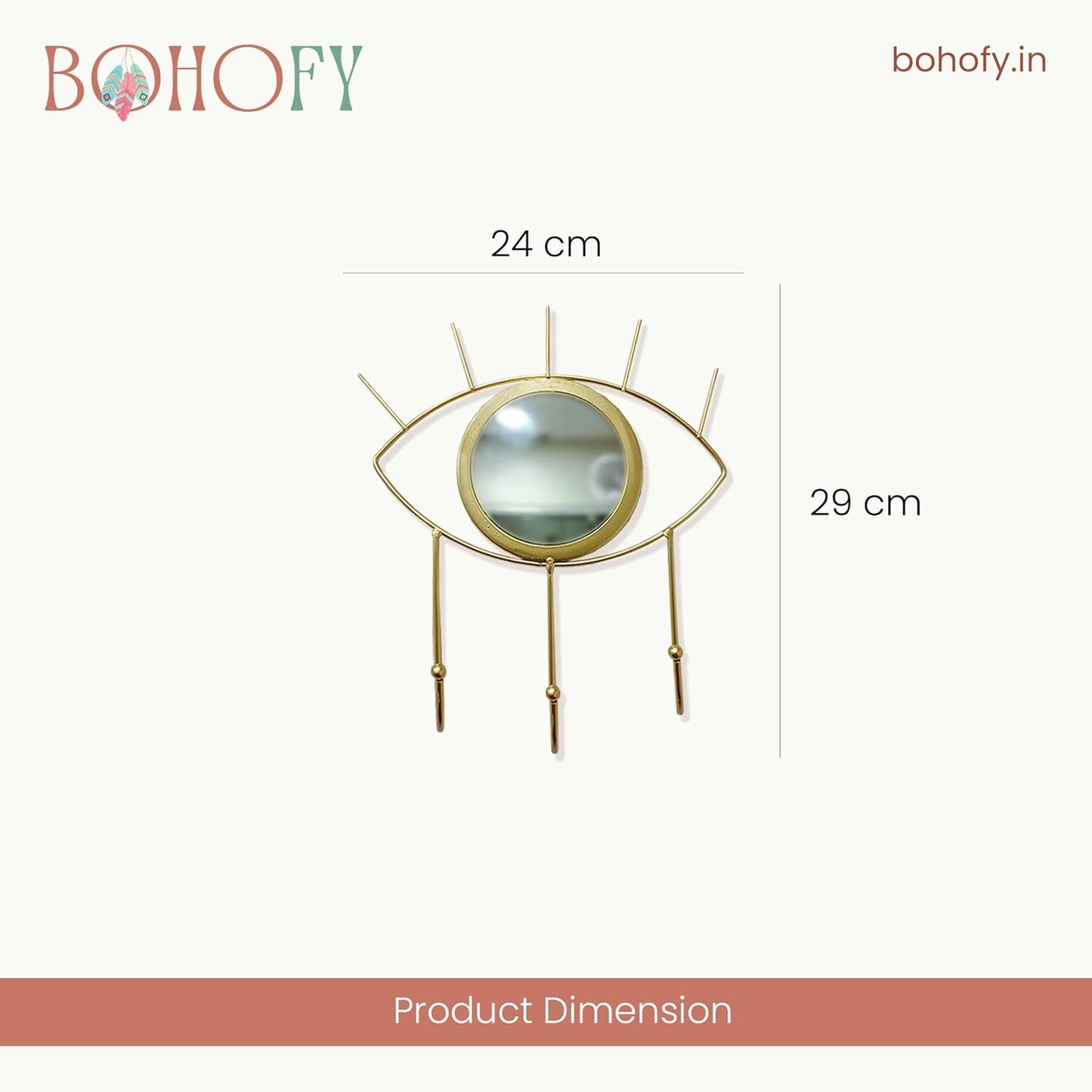 Evil Eye with Hooks Mirror for Room Decor