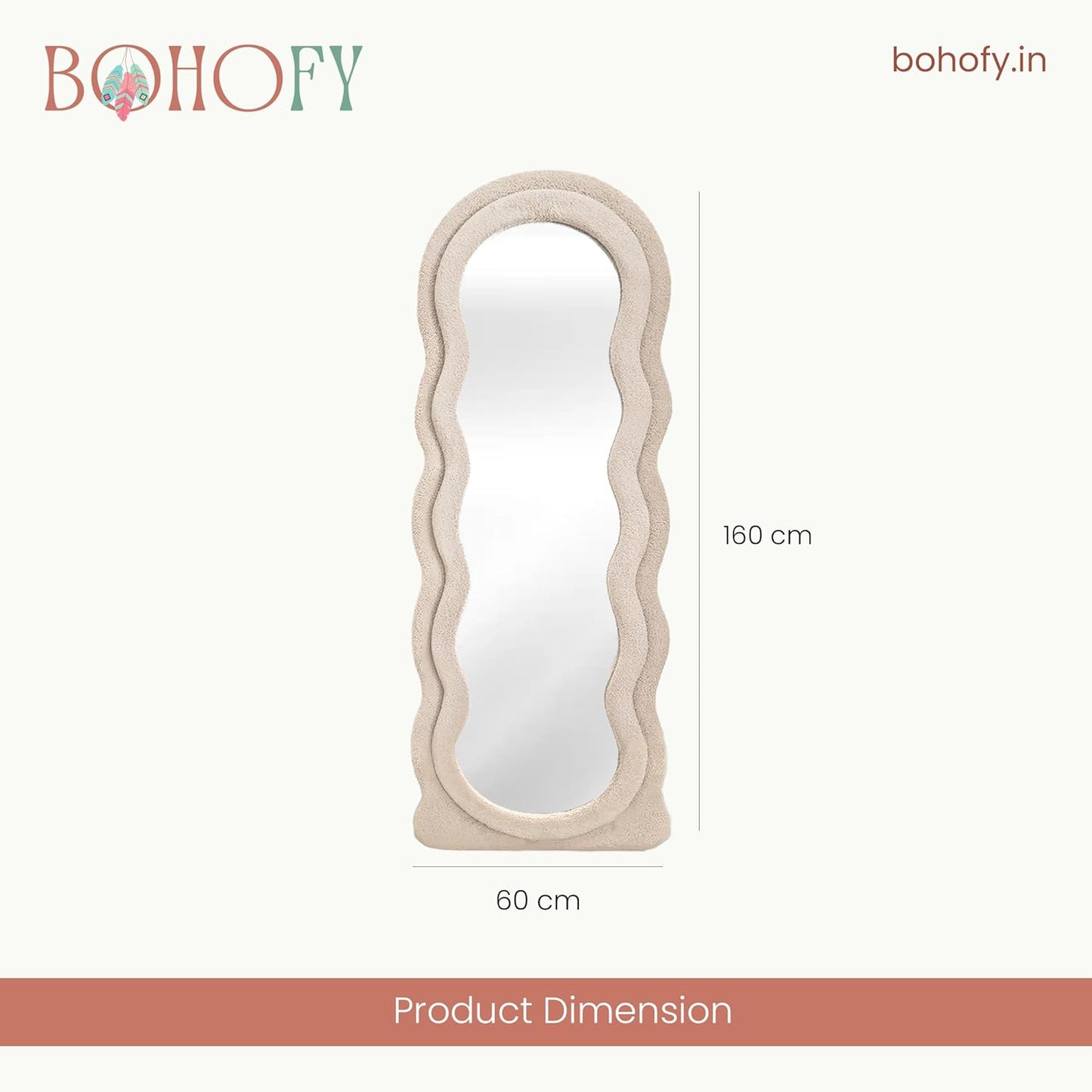 Wavy Full Length Mirror- Beige