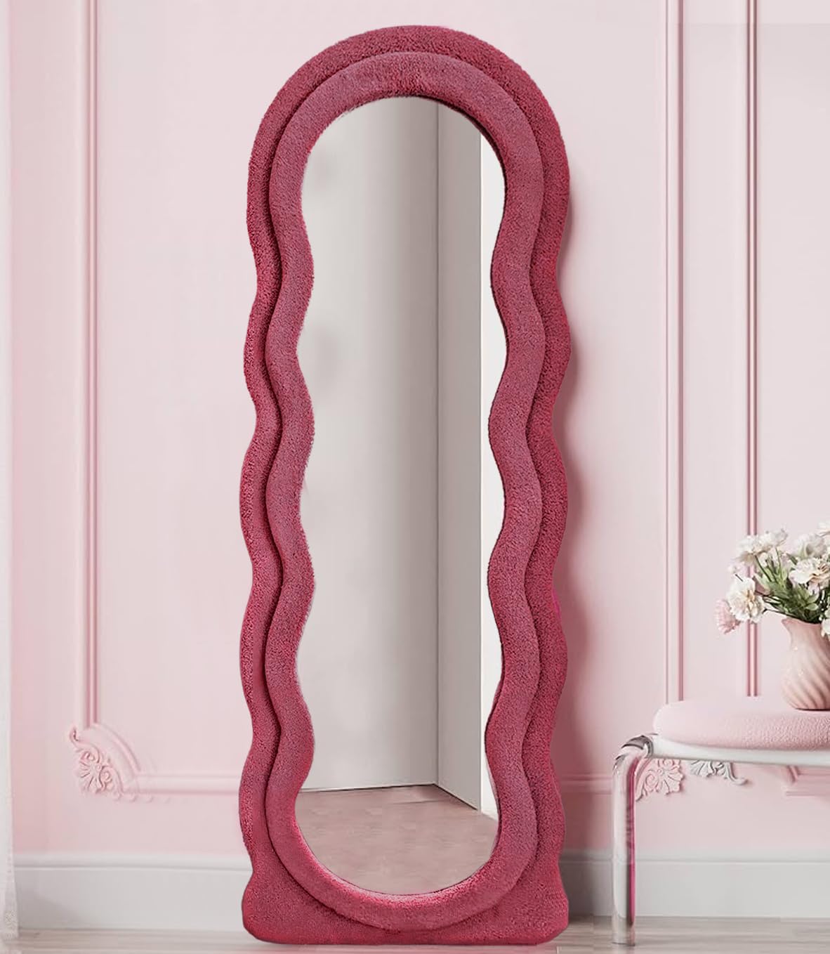 Wavy Full Length Mirror- Dark Pink