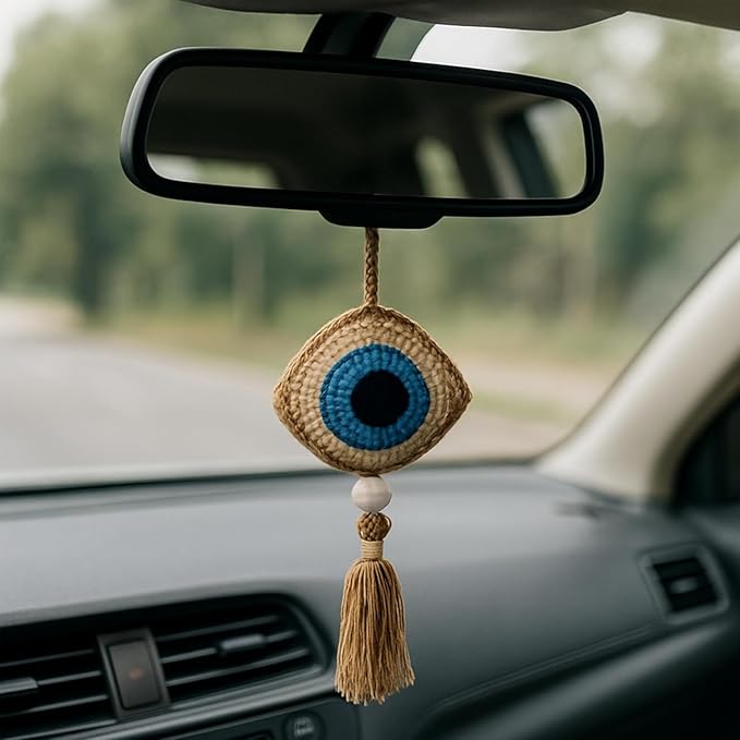 Crochet Brown Evil Eye Hanging for Decor