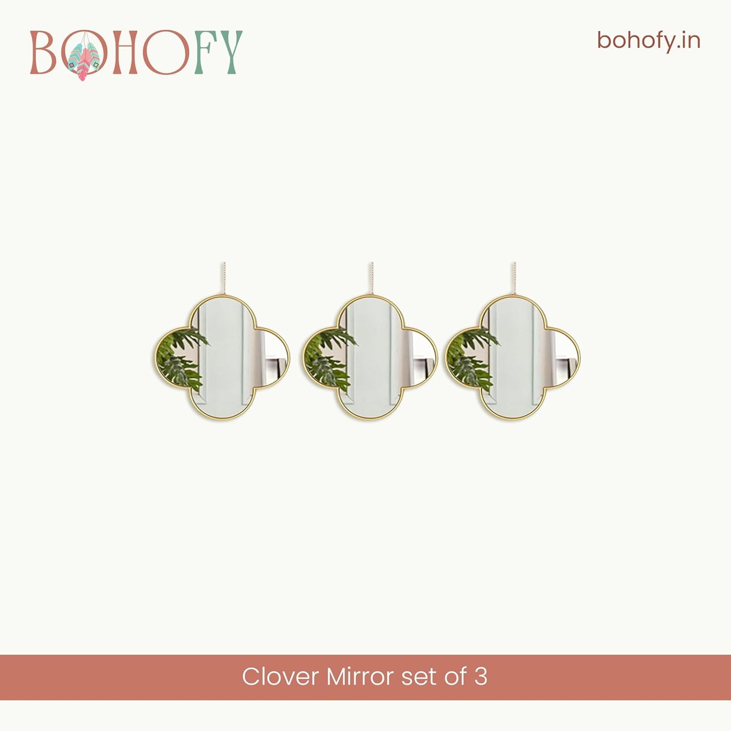 Clover Mirror with Gold Finish