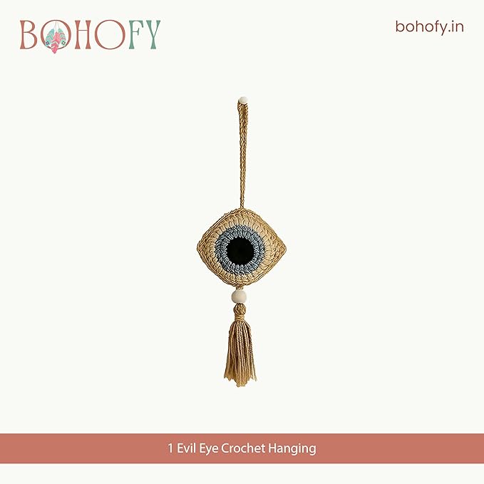Crochet Brown Evil Eye Hanging for Decor