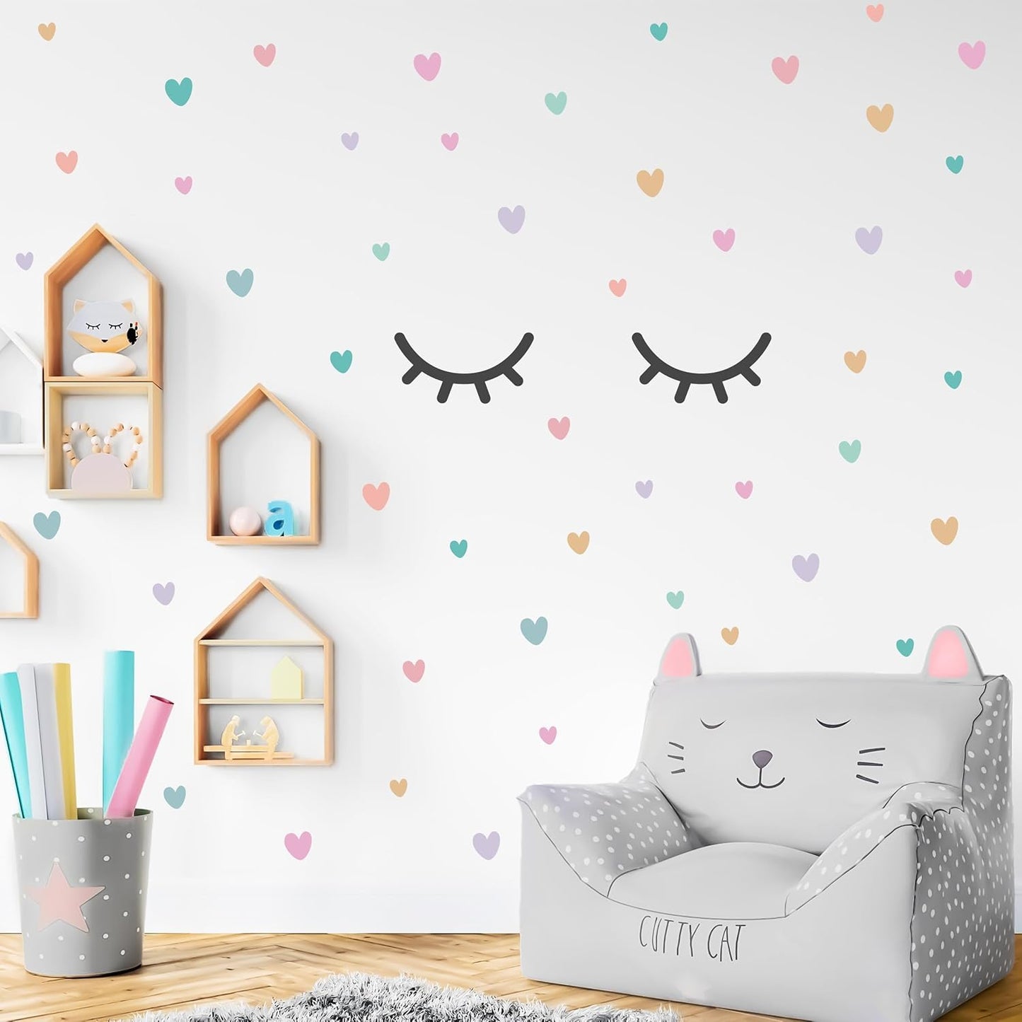 Pastel Heart & Eyelashes wall stickers