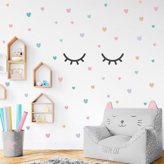 Pastel Heart & Eyelashes wall stickers