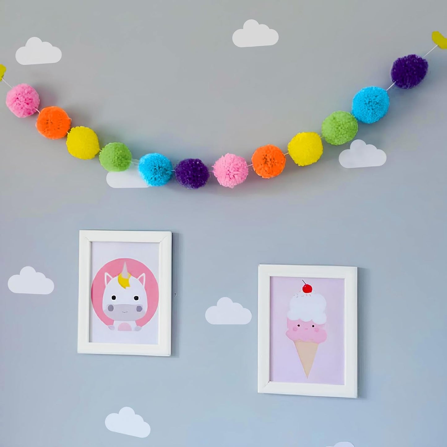 Wall decor set with hanging, frame & sticker
