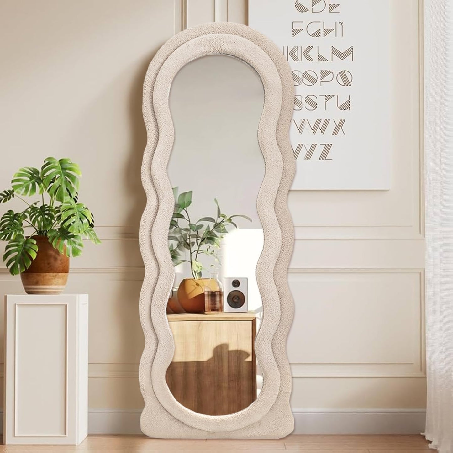 Wavy Full Length Mirror- Beige