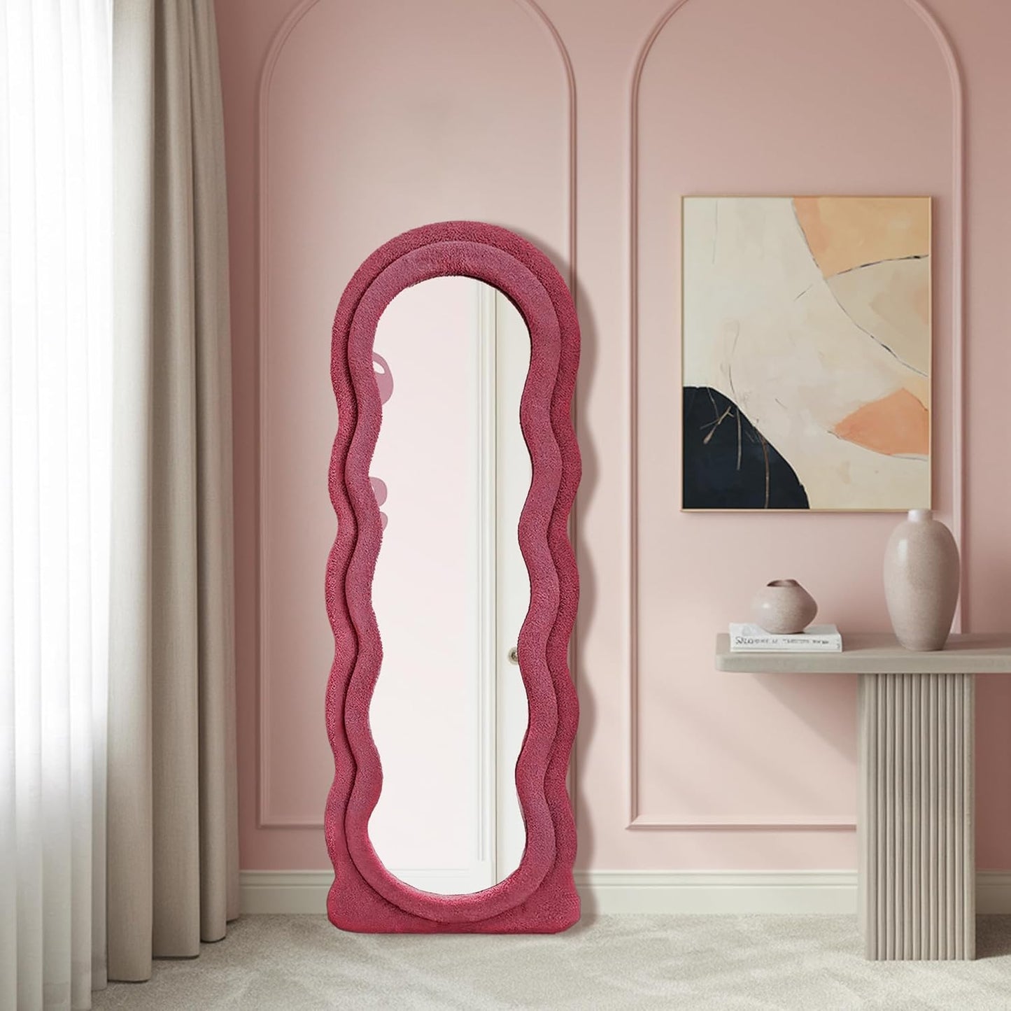 Wavy Full Length Mirror- Dark Pink