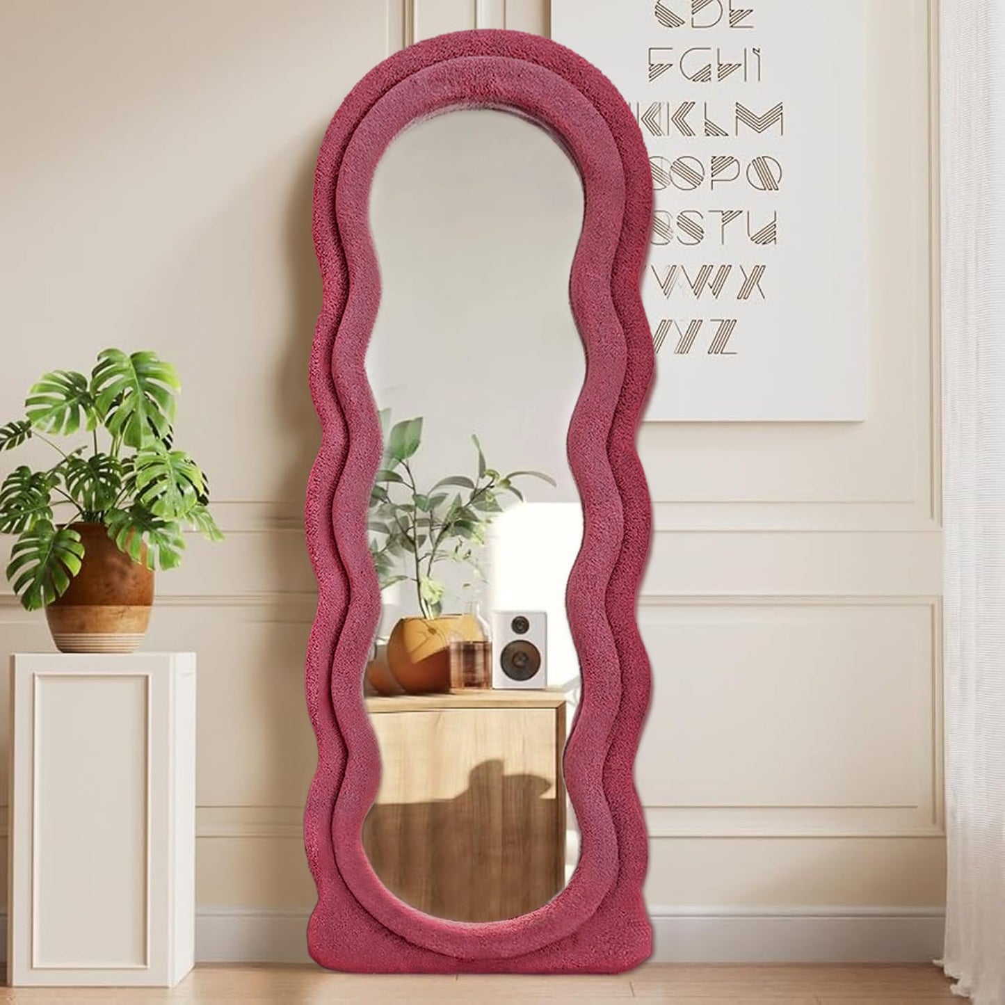 Wavy Full Length Mirror- Dark Pink