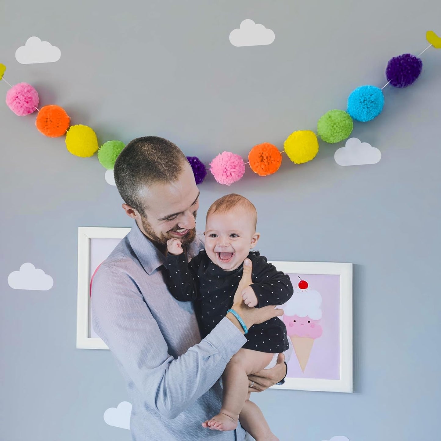 Wall decor set with hanging, frame & sticker
