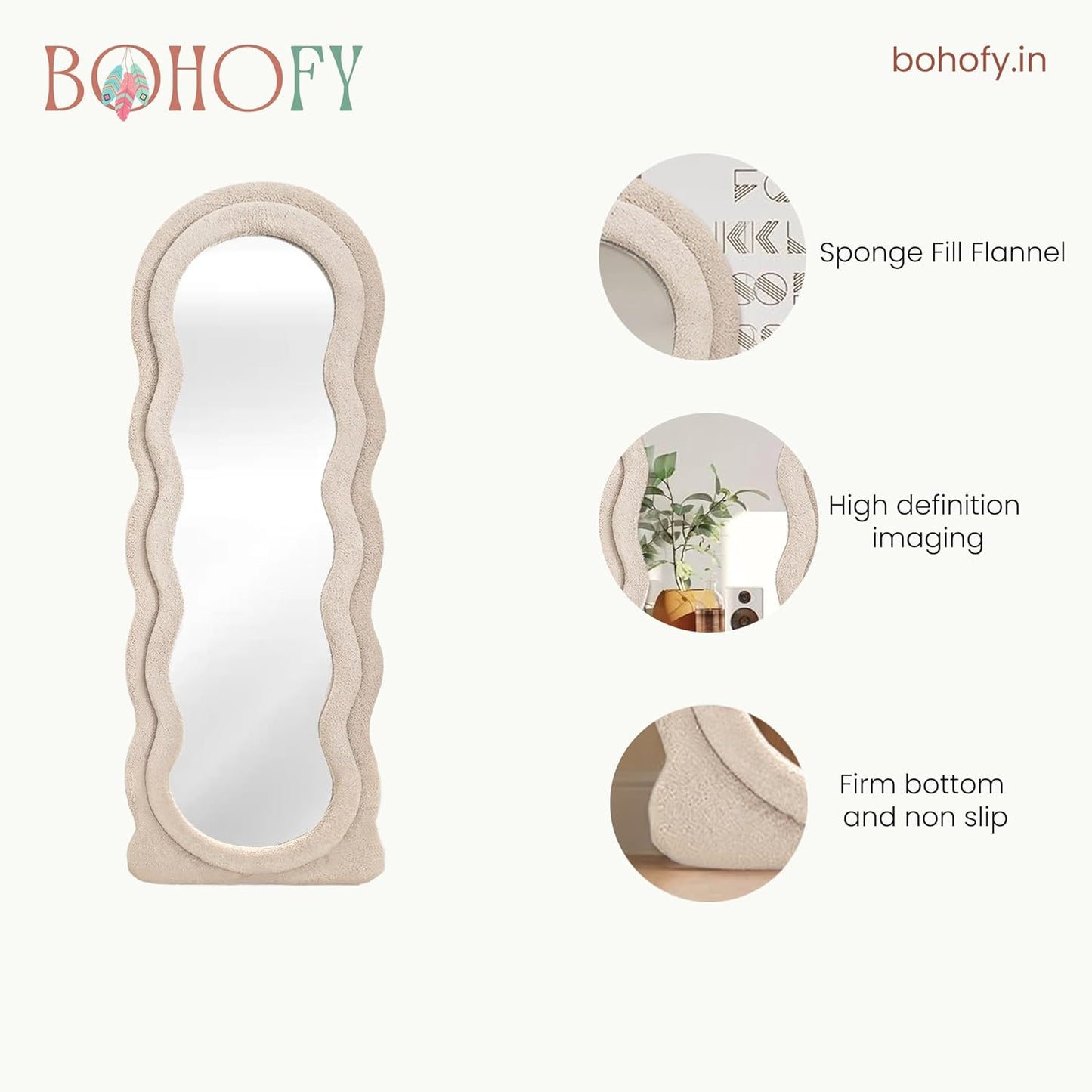 Wavy Full Length Mirror- Beige