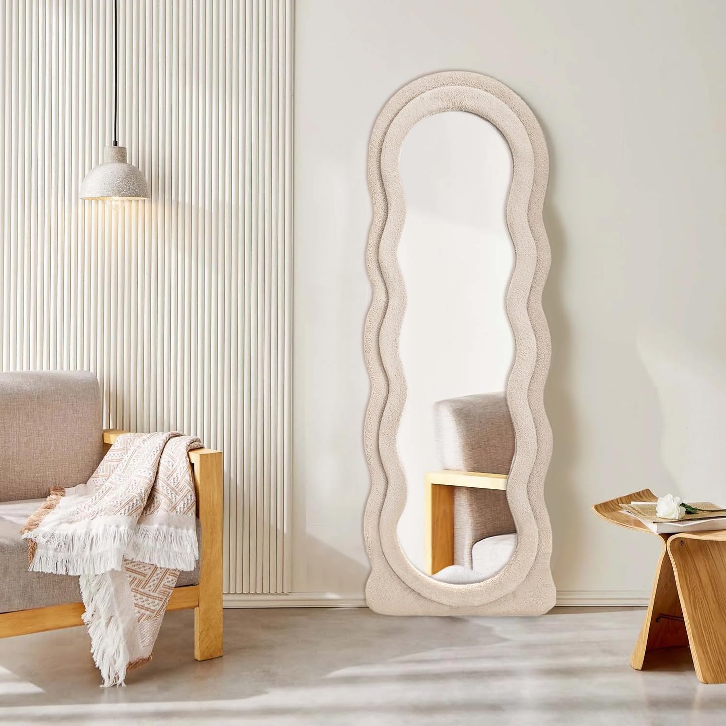 Wavy Full Length Mirror- Beige