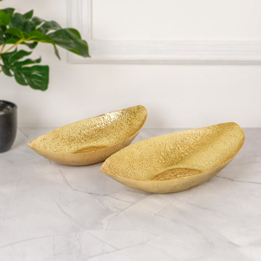 Golden Boat Platter For Home Decor