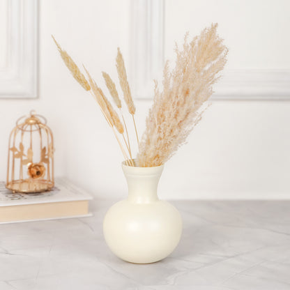 Small Ivory Metal Flower Vase – Home & Table Decor