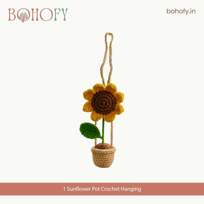 Crochet Sunflower Hanging for Decor