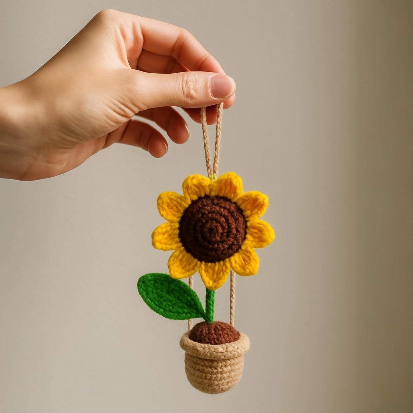Crochet Sunflower Hanging for Decor