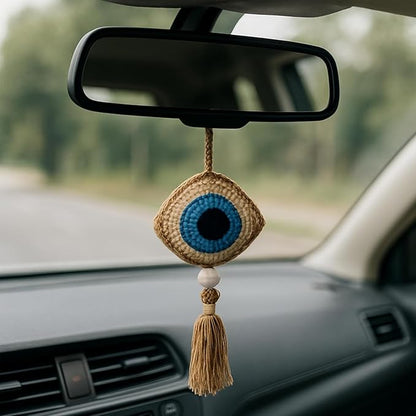 Crochet Brown Evil Eye Hanging for Decor