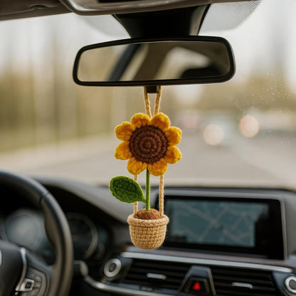 Crochet Sunflower Hanging for Decor