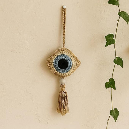 Crochet Brown Evil Eye Hanging for Decor