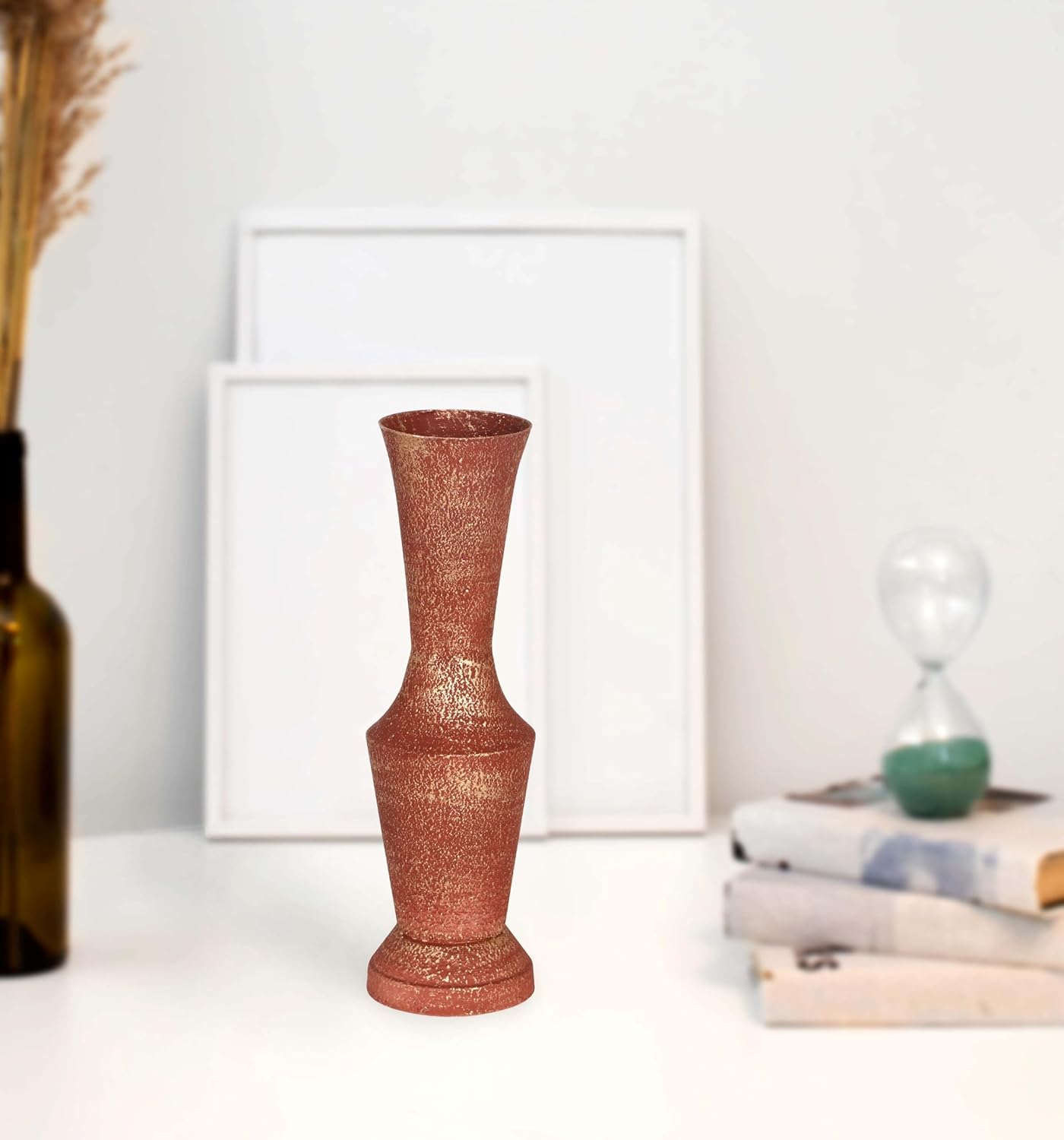 Rust-Gold Metallic Decorative Vase for Home Decor