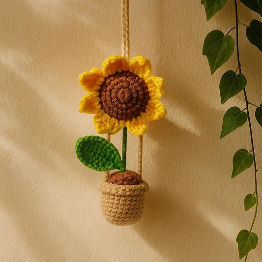 Crochet Sunflower Hanging for Decor