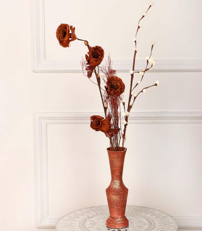 Rust-Gold Metallic Decorative Vase for Home Decor