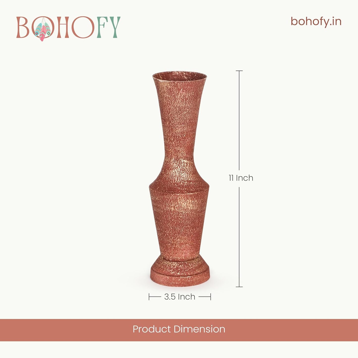 Rust-Gold Metallic Decorative Vase for Home Decor