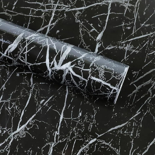 Self-Adhesive Black Marble Wallpaper – Stylish Wall Covering