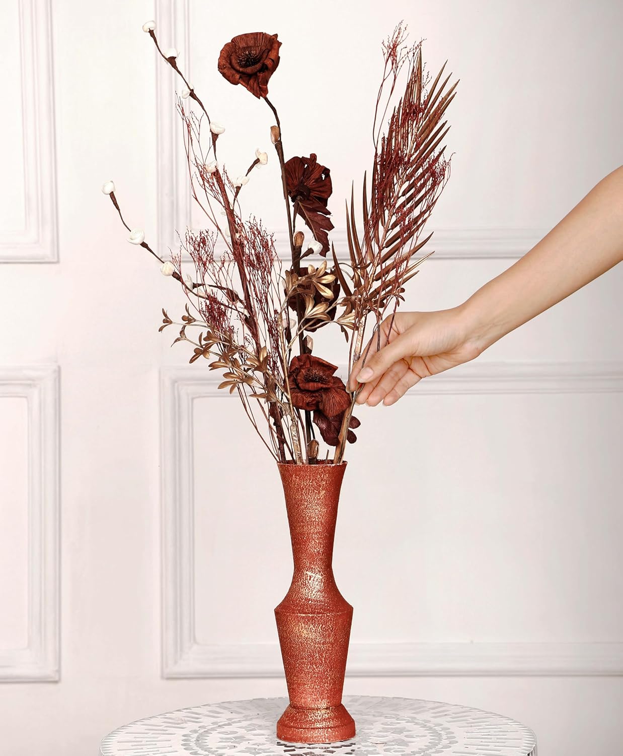 Rust-Gold Metallic Decorative Vase for Home Decor