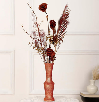 Rust-Gold Metallic Decorative Vase for Home Decor