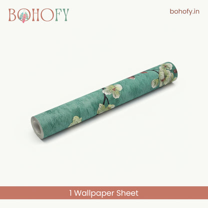 Green Velvet Floral Self Adhesive Wallpaper