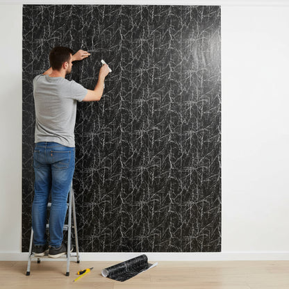 Self-Adhesive Black Marble Wallpaper – Stylish Wall Covering